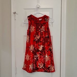Girls Cat & Jack Red and Gold Sequin Dress Size Medium 7/8